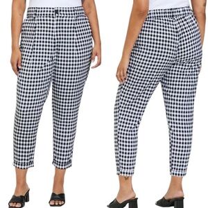 Torrid Taper Stretch Crepe High-Rise Pant in Black White Gingham Plaid Sz 12